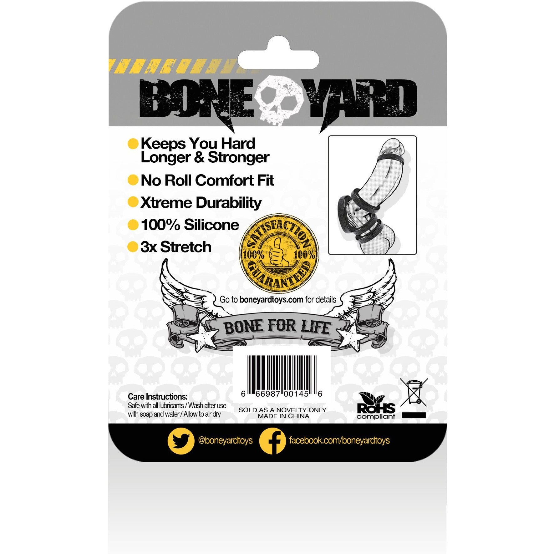 Boneyard Silicone Ring 45mm Black - C1RB2B